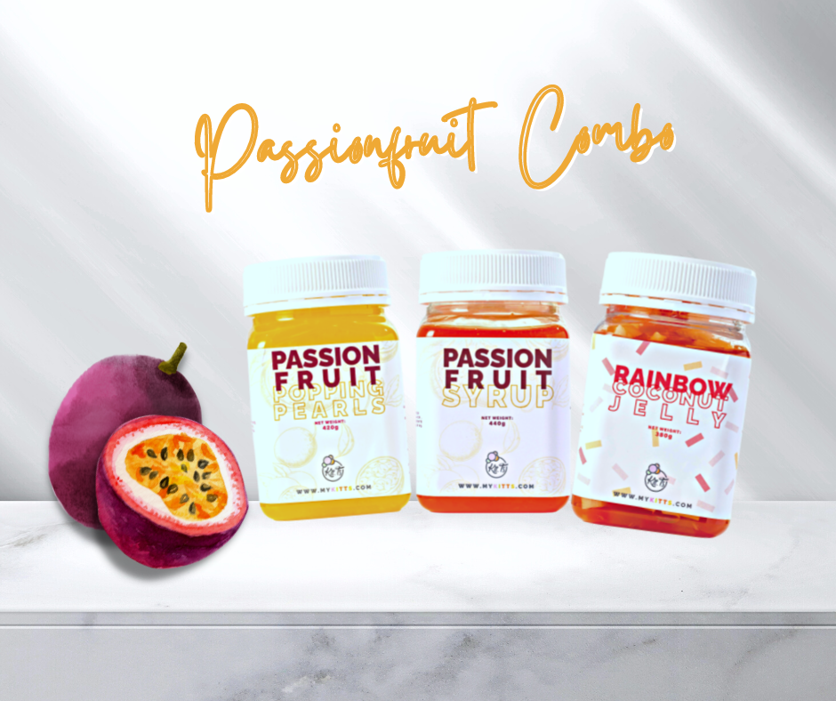 Passionfruit Trio - (Syrup | Popping Pearls | White Agar Pearls or Rainbow Jelly)