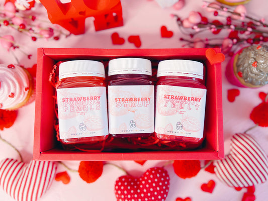 Strawberry Trio - (Syrup | Popping Pearls | Coconut Jelly)