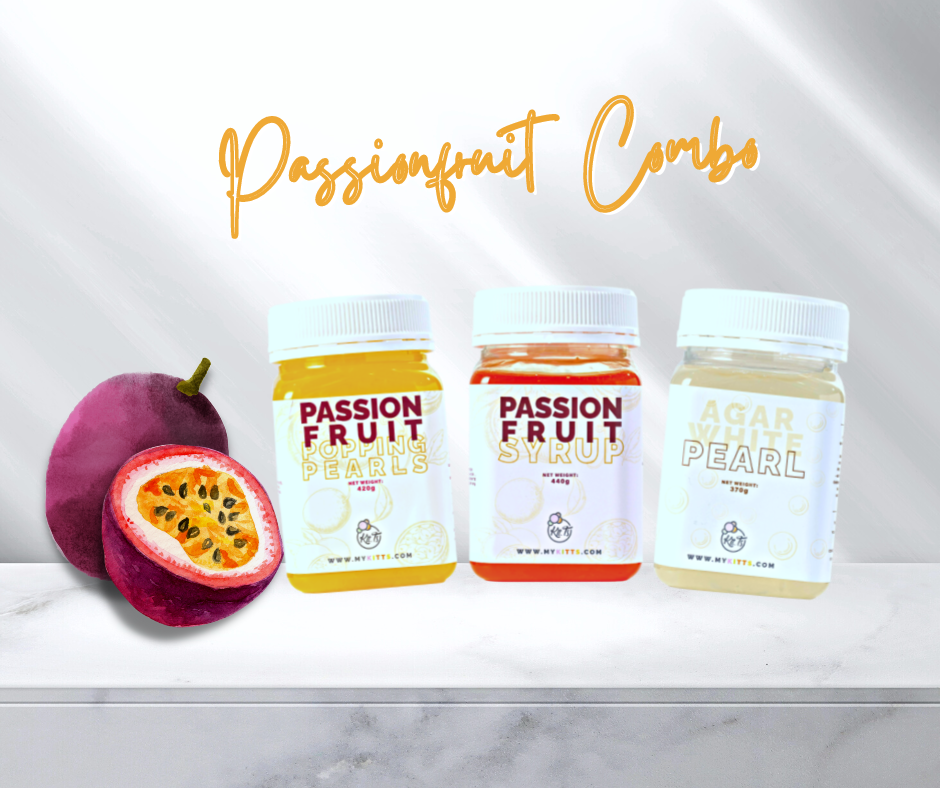 Passionfruit Trio - (Syrup | Popping Pearls | White Agar Pearls or Rainbow Jelly)