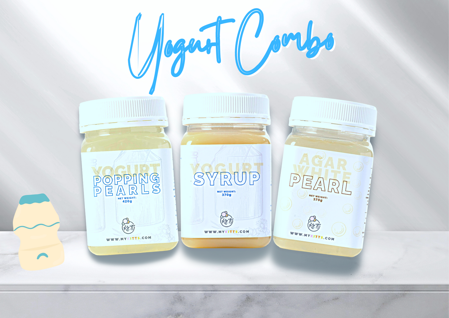 Yogurt Yakult Trio - (Syrup | Popping Pearls | Agar White Pearls)