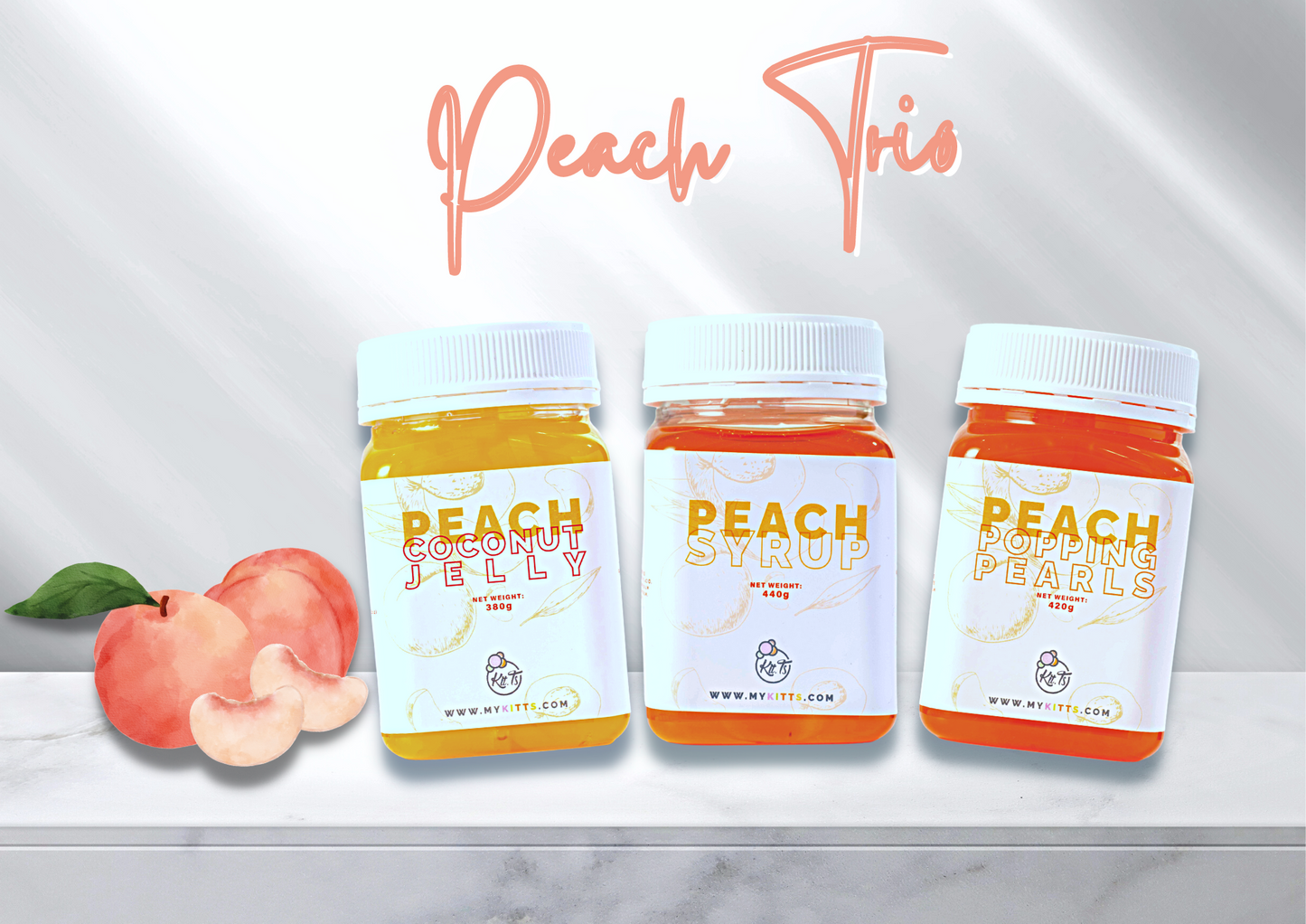 Peach Trio - (Syrup | Popping Pearls | Coconut Jelly)